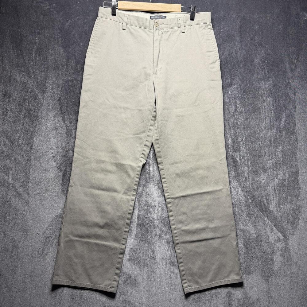 Dockers Pants Mens 33x30 Beige Khaki Straight Fit Chino Cotton Blend Casual